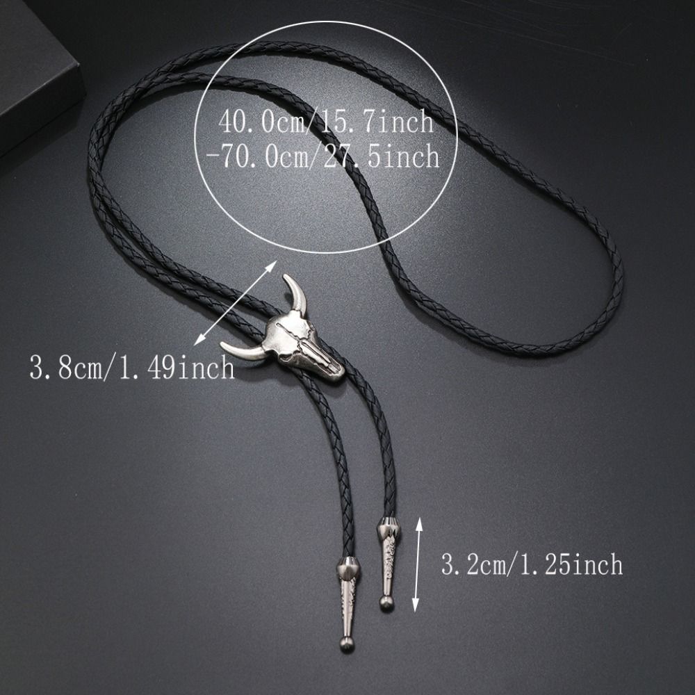 Этнический стиль Мужское ожерелье Серебряное ожерелье из ПУ кожи Ретро ожерелье с подвеской в виде головы быка Для девушек