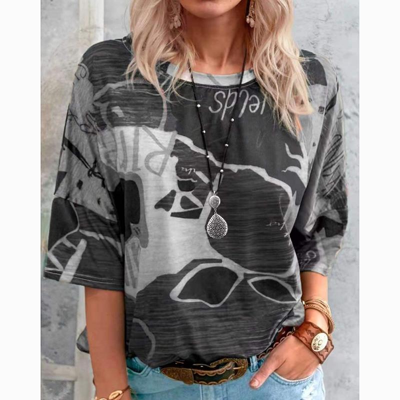 Новая летняя винтажная полосатая повседневная футболка с коротким рукавом, женские топы, модная элегантная футболка больших размеров, женская футболка с круглым вырезом, простая офисная футболка 24526