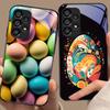 Цветное цветочное яйцо для Samsung Galaxy S10 S20 Plus S21 FE S22 S23 S24 FE S25 Ultra Черный чехол для телефона из закаленного стекла Твердый чехол