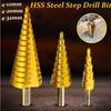 3 шт./компл., 3-12 мм, 4-12 мм, 4-20 мм, HSS, прямое канавочное ступенчатое сверло с титановым покрытием, дерево, металл, отверстие, резак, набор инструментов для колонкового бурения