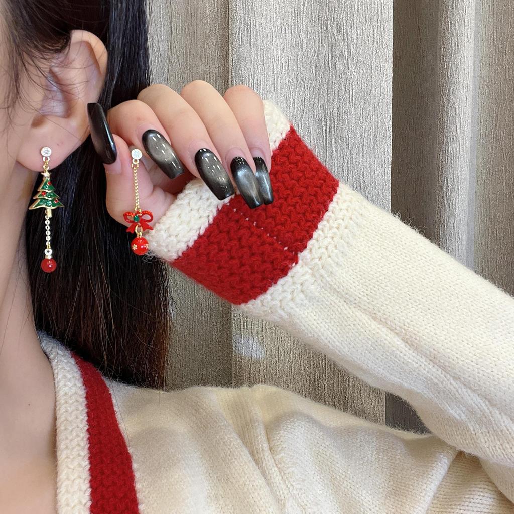 Unique Christmas Santa Tassel Earrings for Girls - High-End Autumn/Winter Design