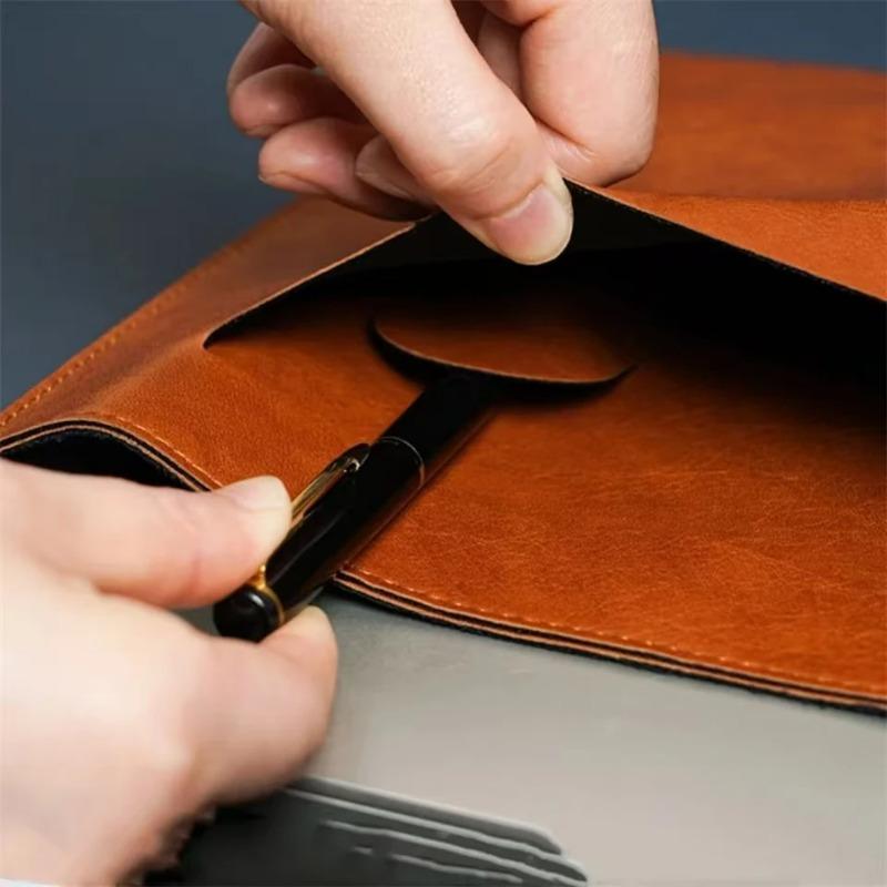 1Pc File Storage Bag Made of PU Leather, with Buckle, Important Private A4 Letter Size File Manager, File Storage Book, Laptop Sleeve