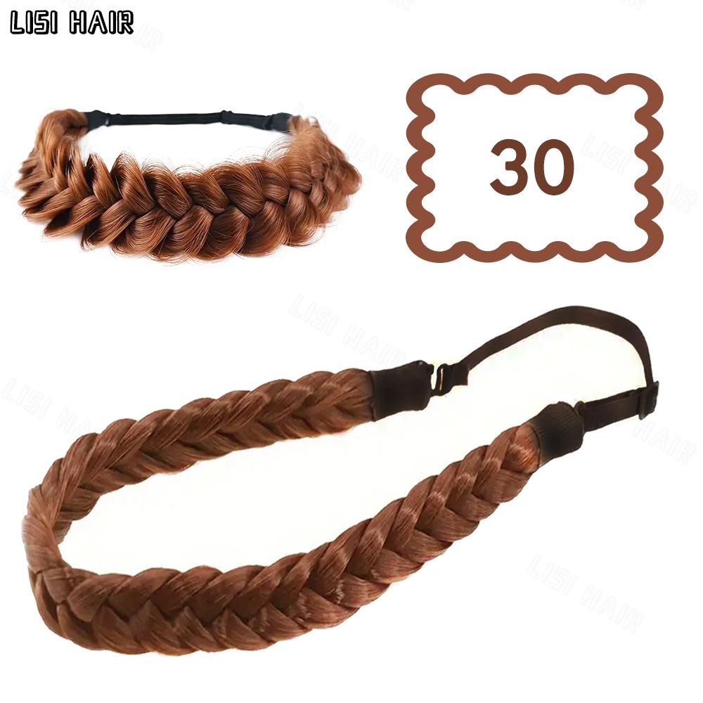 XINRAN Synthetic Elastic Braided Hair Band Extensions Classic Chunky Wide Fluffy Braids Wig For Women Daily Accessory