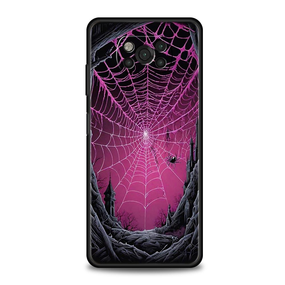 Чехол-накладка Паутина для Xiaomi Poco F7 Ultra F6 F5 F4 F3 X6 X5 X4 X3 NFC C51 C55 M4 GT 5G Мягкий ТПУ Корпус Fundas Capas