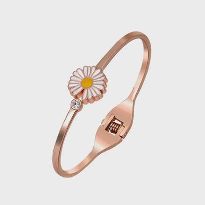 Новый регулируемый браслет из розового золота с маргаритками для женщин
