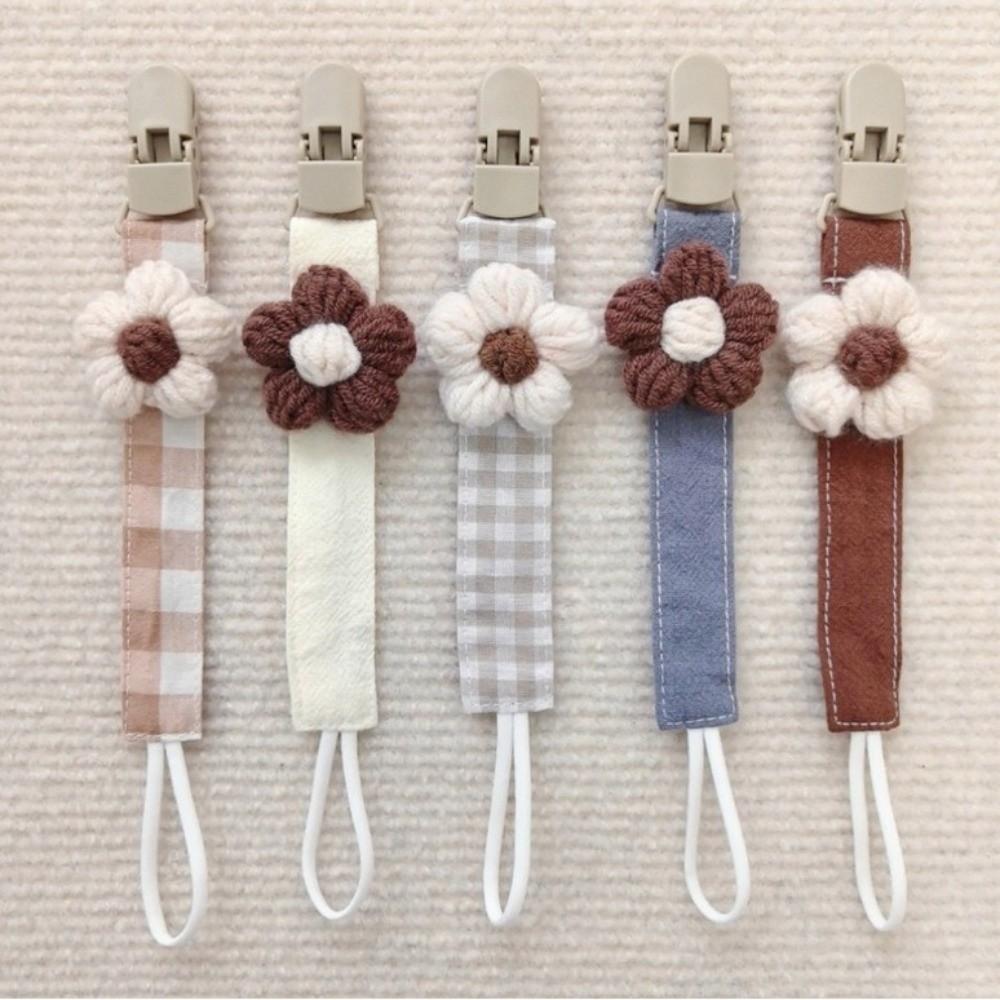 Cute Baby Pacifier Chain Plaid Embroidery Pacifier Clips Cute Flower Dummy Nipple Holder Toddler