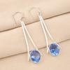 Натуральный камень Танзанит, серебро 925 пробы, серьги-подвески ручной работы 2,63" EE-136-7