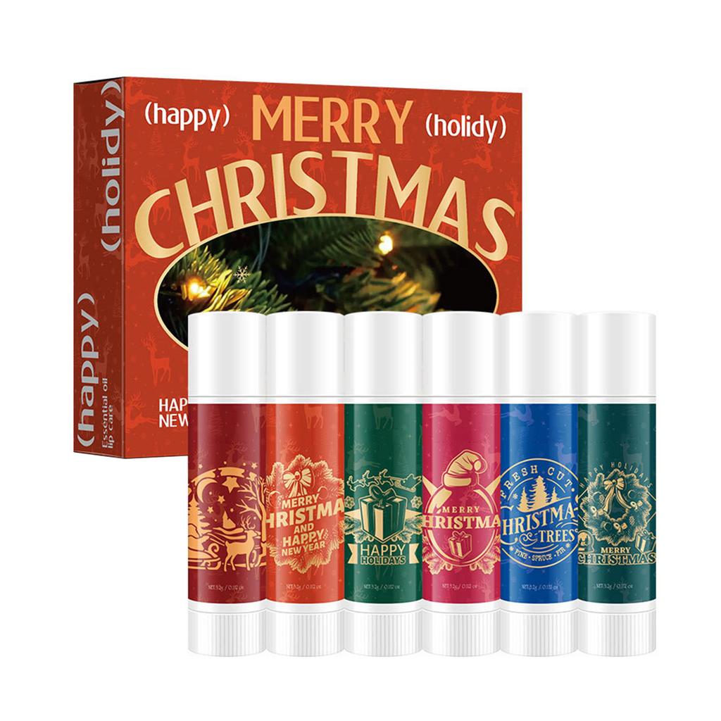 Рождественский подарочный набор бальзамов для губ, 3 фруктовых аромата, увлажняющий бальзам для сухих потрескавшихся губ, в изысканной упаковке, подарок для ухода за губами для женщин и мужчин.