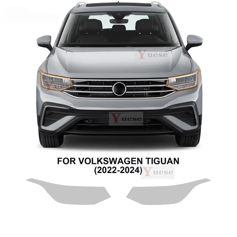 Для VOLKSWAGEN TIGUAN -2024 2 шт. Защитная пленка для фар автомобиля Прозрачная Дымчато-черная Наклейка из ТПУ