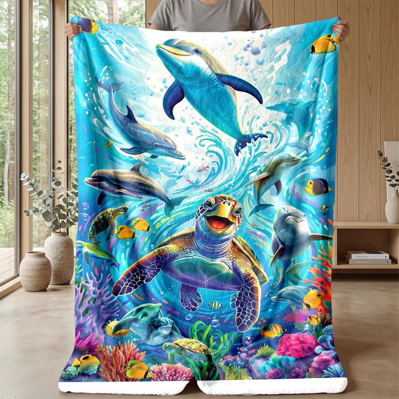 Ocean Life Adventure 2 Theme blanket Lightweight Warm Flannel Blanket Decorative Throw Blanket for Home Decoration