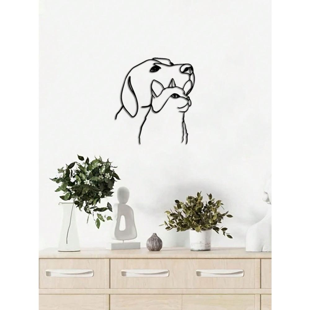 Модный металлический рисунок на стене с изображением кошки и собаки, подходит для украшения на День благодарения и Рождество