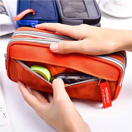 Multi-layer Large Capacity Student Zipper Pencil Storage Case Pen Bag Organizer