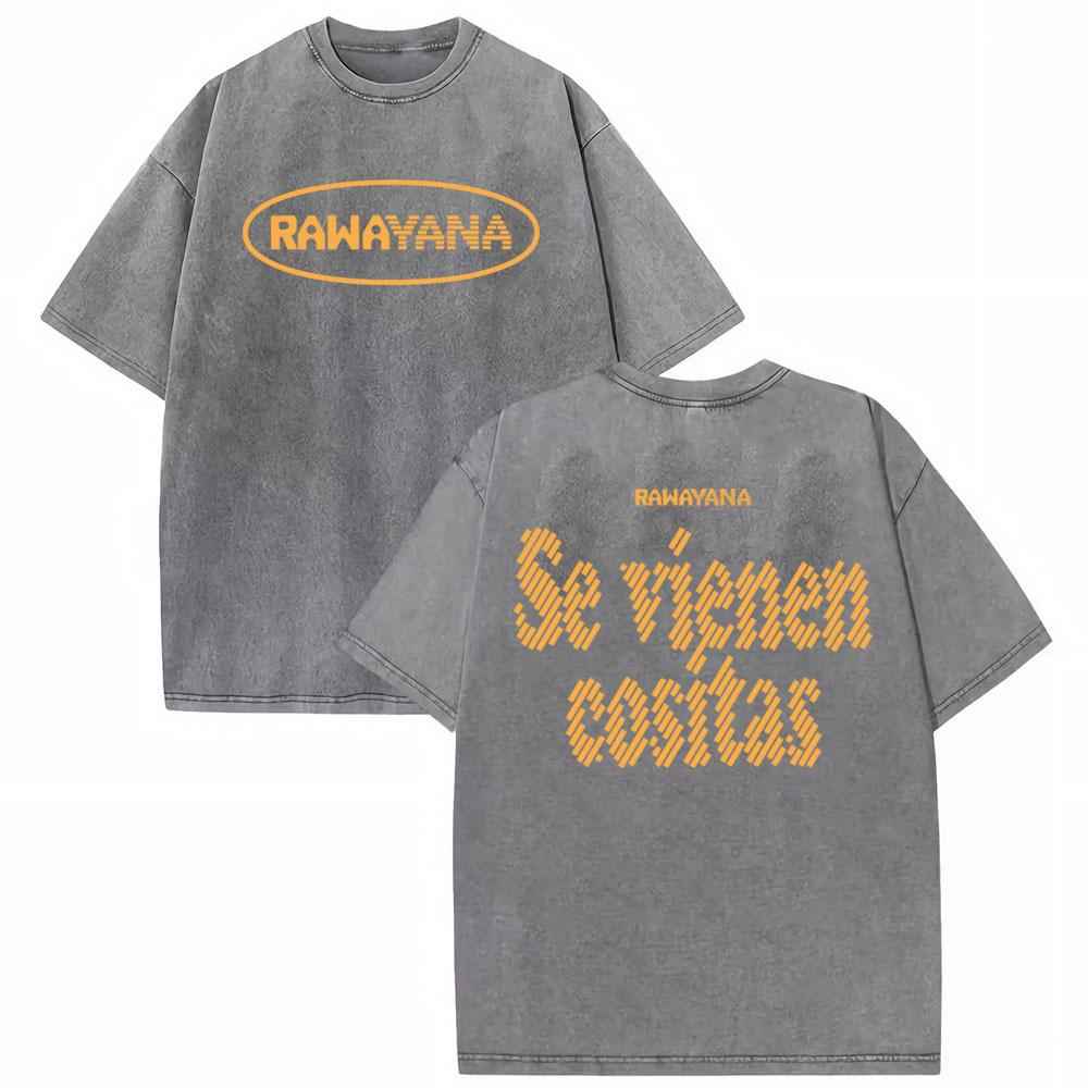 Rawayana Quin Trae Las Cornetas Мировой Тур Винтажные Выстиранные Футболки Мужские Женские Мода Хлопковая Оверсайз Футболка Уличная Одежда