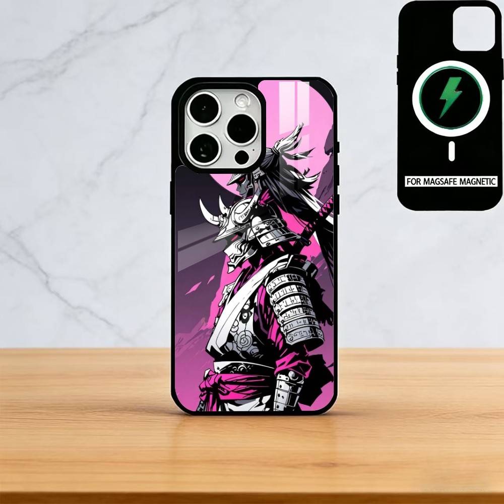 Japan Ghost Face Samurai Phone Case For iPhone17,16,15,14,13,12,11 Plus,Pro Magnetic with Magsafe Wireless Charging