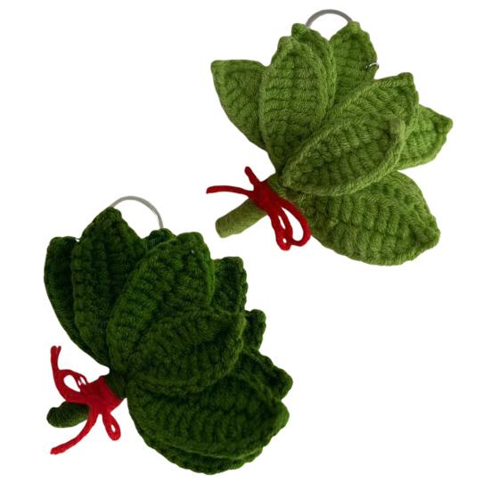 Yousheng Woven Keychain Handmade Pomelo Leaf Design Lucky Charm Keychain Hand-Crocheting Decorative Pendant Car Backpack Accessories