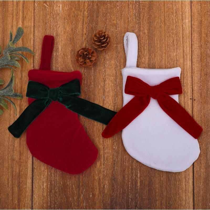2026 New Fabric Velvet Bow Christmas Stocking Pendant, Christmas Fireplace Stair Ornament Pendant