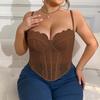 1XL-4XL Большой размер Кружевной корсет Прозрачные кружевные кроп-топы Эластичный подтяжка-жилет Женские