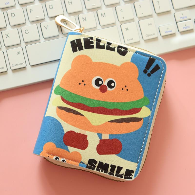 Кошелек для монет в виде милого корейского мультяшного гамбургера - аниме-кошелек на молнии и держатель для карт для студенток (2025)