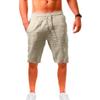 Casual Men Shorts with Adjustable Drawstring Solid Color Soft Breathable Elastic Waist Loose Fit Shorts with 2 Side Pockets