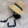 Blogger recommends long straps, pastoral style, fine straw, front big and back small brim, summer sun protection, foldable sunshade straw hat