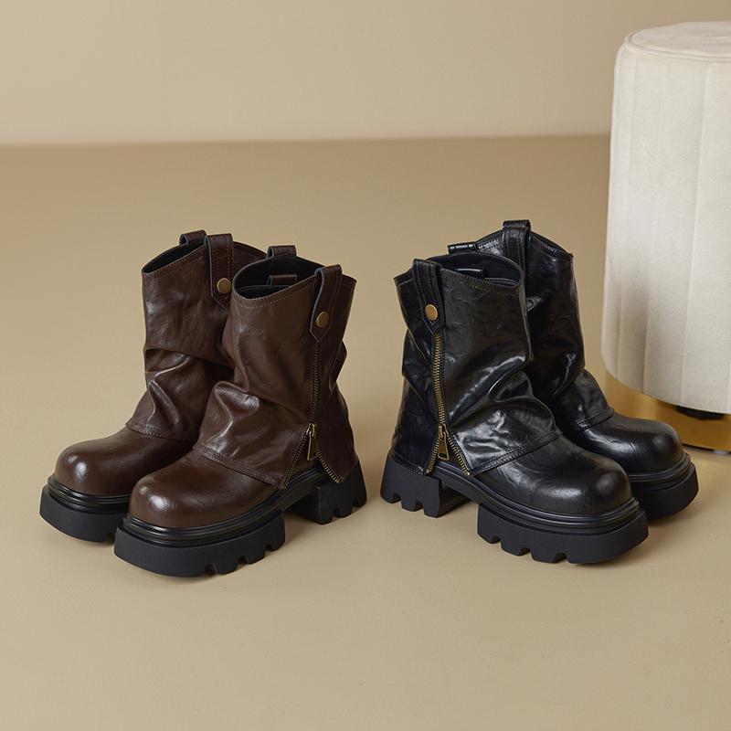 Мода 2025 Женские брюки-ботинки на толстой подошве с квадратным носком Женские ботильоны и полусапожки Большого размера Модные мотоботы женские