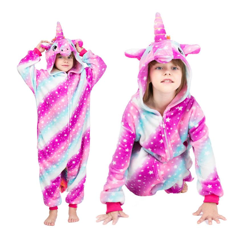 Kigurumi Onesie Kids Unicorn Pajamas For Children Animal Cartoon Sleepers Baby Costume Winter Girls Licorne Jumspuit
