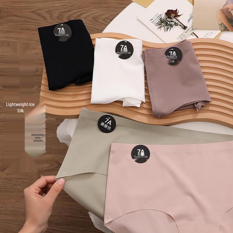 7A Mulberry Silk Mid-Rise Seamless Ice Silk Women's Antibacterial Underwear
