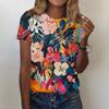 Women's Fashion Casual Printed Round Neck Short Sleeved T-Shirt Top T-Shirt Top Top