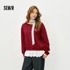 Semir Women's Lace Trim Off-Shoulder Sweatshirt