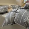 Новый простой комплект постельного белья в полоску из 100% хлопка – Включает пододеяльник, простыню на резинке и комплект из четырех предметов для общежитий