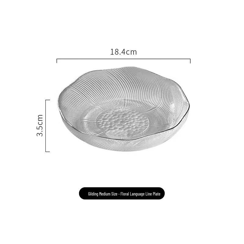Набор стеклянных тарелок ZISIZ с золотой каймой и цветочным узором (2-Pack)
