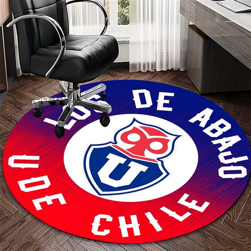 Universidad de Chile Gradient Circular Area Rug Los De Abajo Owl Crest Print Non Slip Round Floor Mat Chile Soccer Fan Gaming Chair Decor Rug