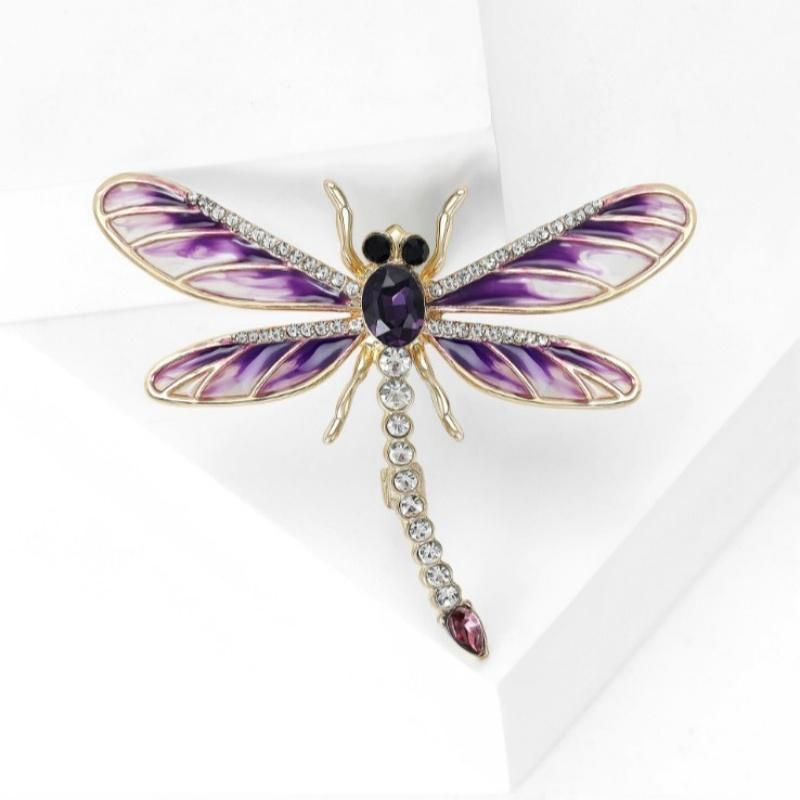 Брошь Стрекоза из сплава с эмалью, высококачественная, универсальная, животная брошь, женская одежда, корсаж, ювелирный аксессуар