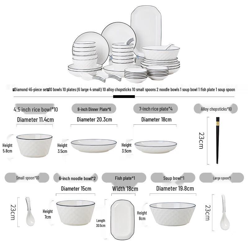 Набор керамической посуды Jun XVII MY Simple Black Line