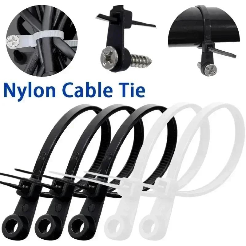Screw Hole Cable Ties Fixed Head Reusable Nylon Straps Low Temperature Resistant Self Locking Fasteners for Outdoor Home Office