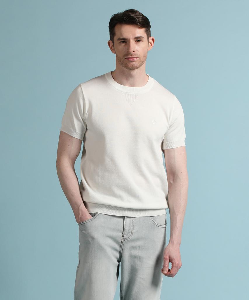 PANICALE White Linen Blend Round Knit