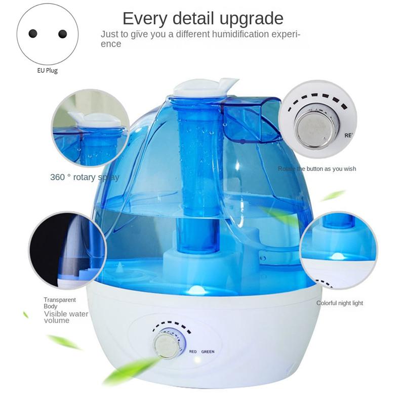 Увлажнитель воздуха Cool Mist 2.5L, тихие ультразвуковые увлажнители для спальни и большой комнаты, регулируемые, вращение на 360°, вилка EU A