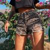 Women's Light Leopard Print Denim Shorts Fashion Streetwear Y2k Harajuku Vintage Low Waist Tassel Shorts Jeans Clothes Summer