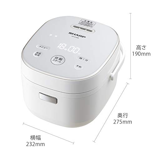 Sharp KS-CF05B-W Rice Cooker, 3-cup capacity, for single-person households, with microcomputer and bread-making functions, white