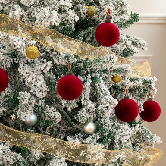 16 шт. Бархатные рождественские украшения 6/8 см Набор флокированных шаров Элегантные украшения для рождественской елки для праздничной атмосферы