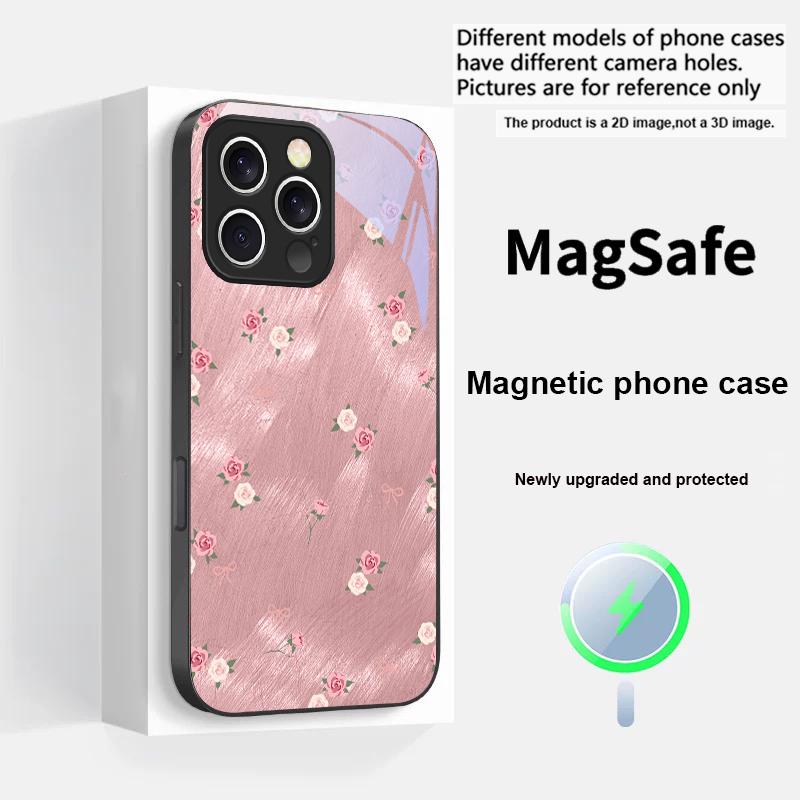 Градиентная желтая роза для iPhone 17 Pro Max 16 E 15 14 13 Plus 12 mini 11 17 Air XR Xs Max 7 Plus Magsafe Стеклянный чехол для телефона