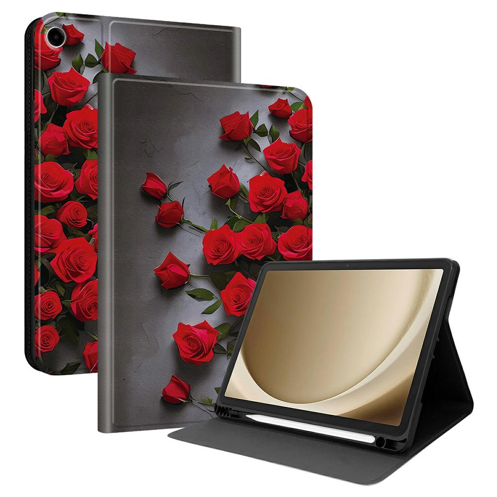 Чехол из ПУ кожи для Samsung Galaxy Tab A11+ / Tab A9+ с принтом, чехол-подставка для планшета со слотом для стилуса (Стилус не входит в комплект)