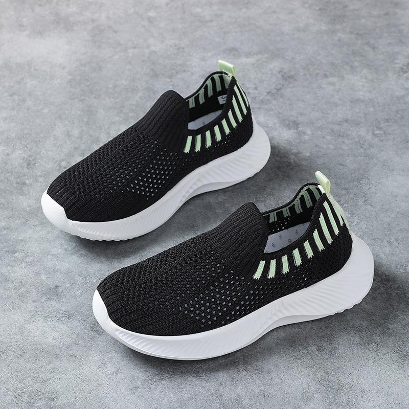 31-40 Детские Большие Легкие, Дышащие Модные Спортивные Кроссовки Flyknit Повседневная Обувь One Step Stepping