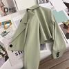 Women Suit Coat Formal Business Style Turn-down Collar Button Decor Slim Fit Short Solid Color Long Sleeves Cardigan Single Button Closure OL Commute
