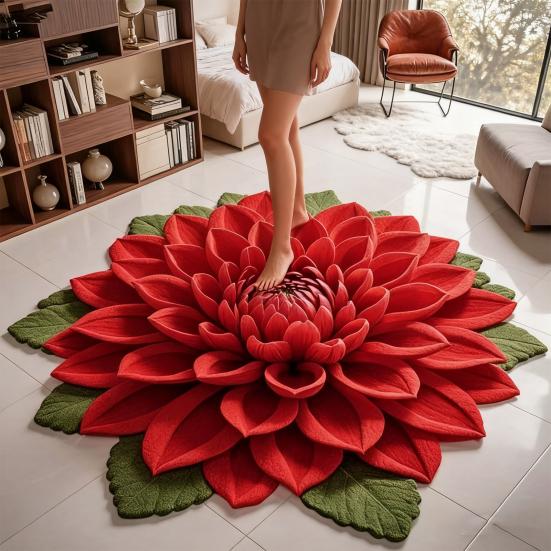 3D Flower Floor Mat Absorbent Large Flower Area Rug Non-Slip Bathroom