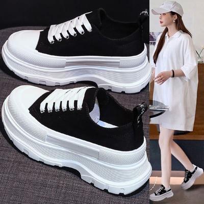 Женские парусиновые туфли на новой платформе, весенние и осенние белые туфли, увеличивающие рост, туфли для папы, повседневные туфли для женщин с кисточками, увеличивающие рост