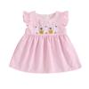 Baby Girl Summer Dress Ruffle Sleeveless Round Neck Bunny Embroidery Loose Dress Toddler Vacation Dress