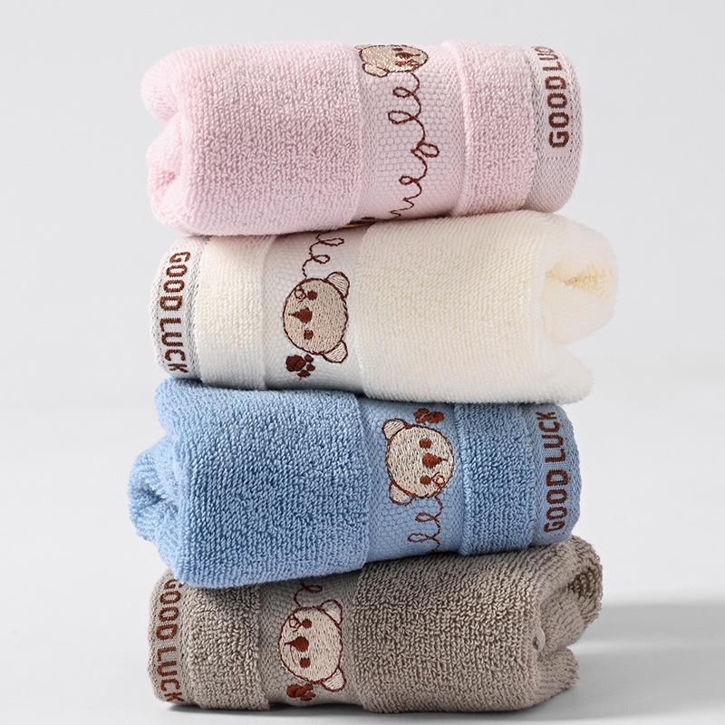 Детское мягкое впитывающее хлопковое полотенце для лица с вышивкой - Милый дизайн для мальчиков и девочек