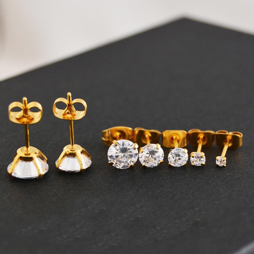 1 пара классических серег-гвоздиков из нержавеющей стали для женщин, циркон с цирконием, пирсинг ушей, хирургическая сталь, украшения для ушей для мужчин, мальчиков, женщин