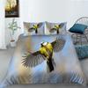 Hummingbird Duvet Cover Set King/Queen Size Small And Cute Tropical Bird Yellow Flower Green Leaves  Bedding Set Women